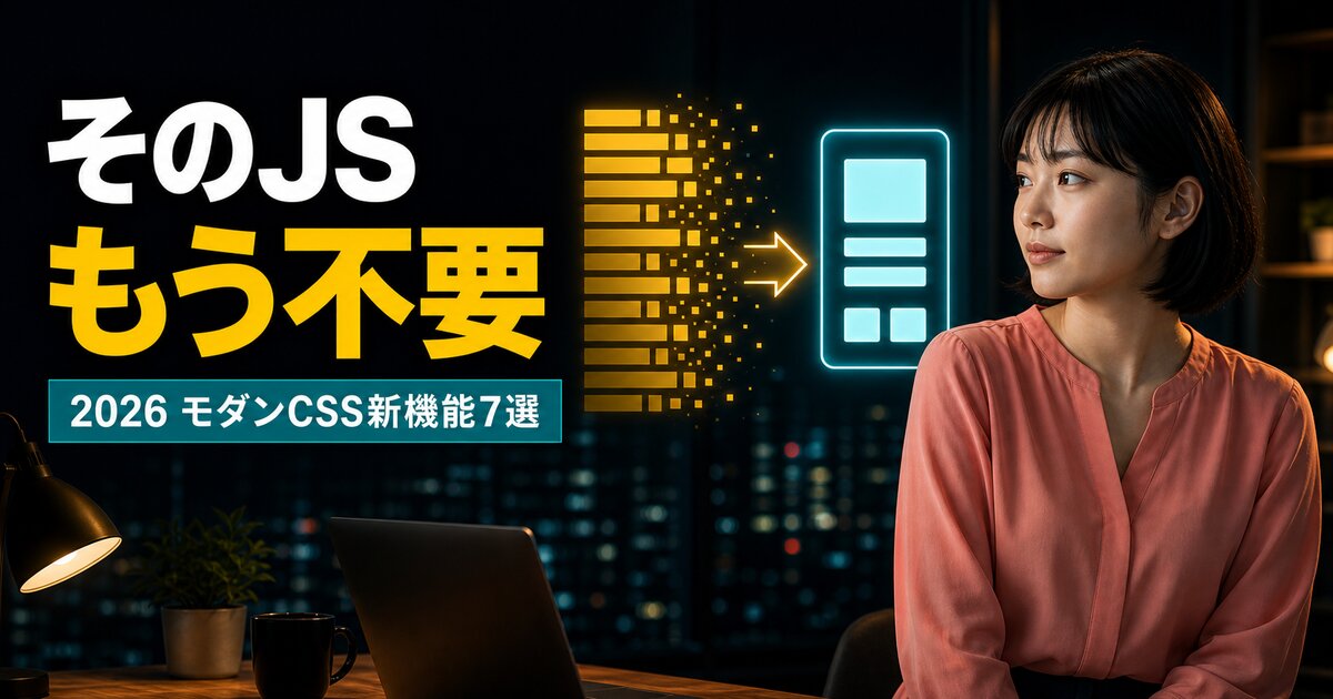 JavaScriptを消せるモダンCSS新機能7選【2026】